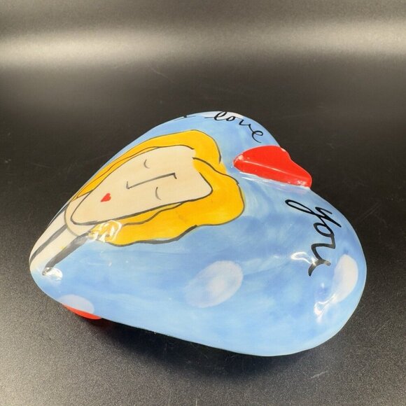 Sandra Magsamen for Silvestri Ceramic Heart Rattle I Love You Figure Decor VTG - Picture 13 of 14